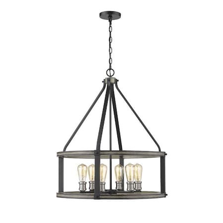 Z-Lite Kirkland 6 Light Pendant, Ashen Barnboard 472-6D-ABB